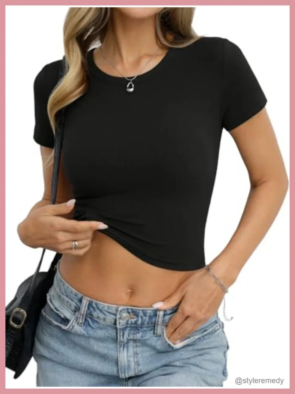 Ribbed Short Sleeve Crop Top Crewneck Fitted T Shirt Summer Y2K Going Out